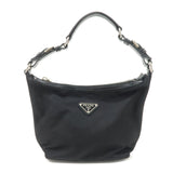PRADA Triangle Logo Nylon Leather Shoulder Bag Hand Bag Black BR3121  d