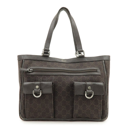 GUCCI Abbey GG Canvas Leather Tote Bag Hand Bag Brown 268639