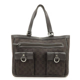 GUCCI Abbey GG Canvas Leather Tote Bag Hand Bag Brown 268639