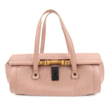 GUCCI Bamboo Embossed Leather Shoulder Bag Hand Bag Pink 111715