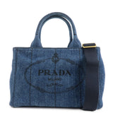 PRADA Canapa Denim 2Way Bag Hand Bag Shoulder Bag Navy B2642B  d