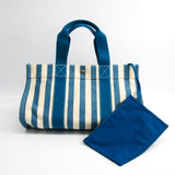 Luxury Hermes Blue and White Canvas Cannes MM Tote (SHA16580)