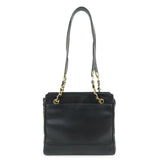 CHANEL Triple COCO Mark Caviarskin Chain Shoulder Bag Black