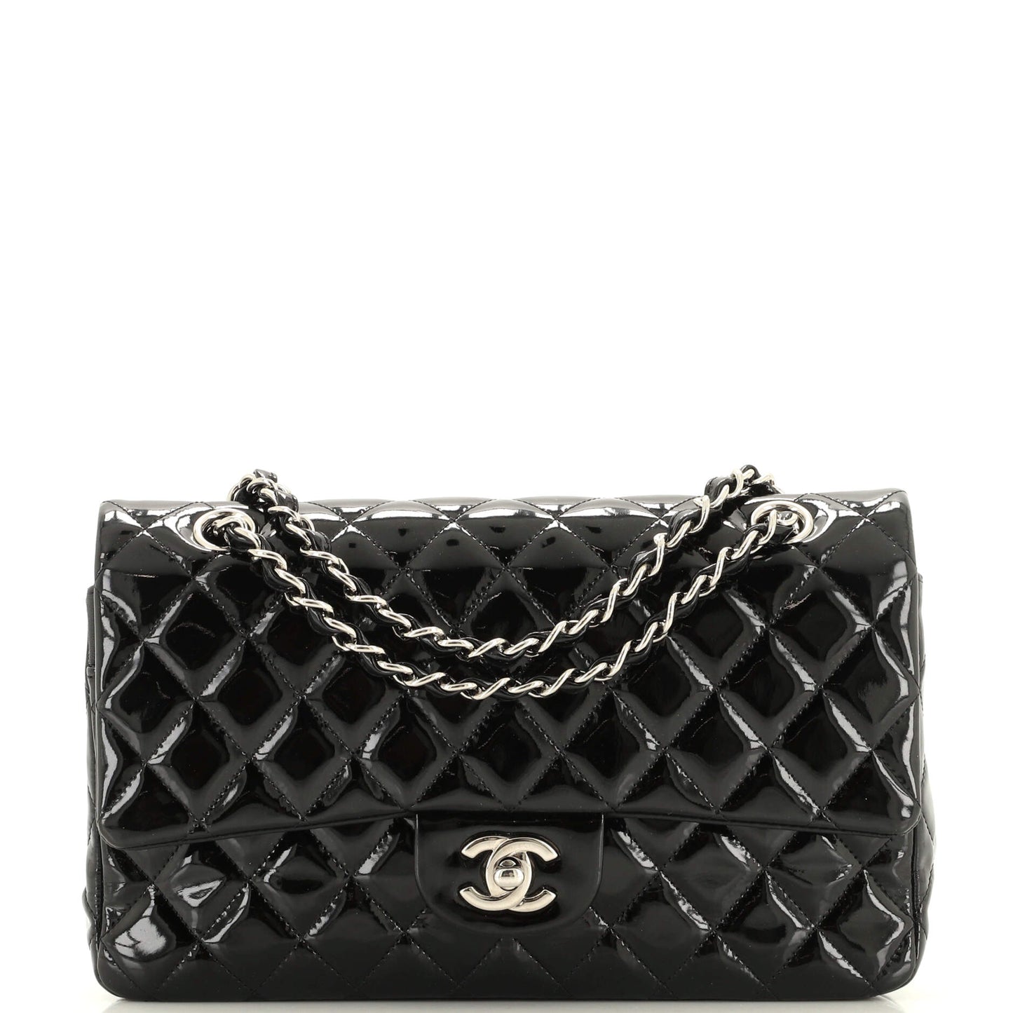 CHANEL Classic Double Flap Bag Quilted Patent Medium