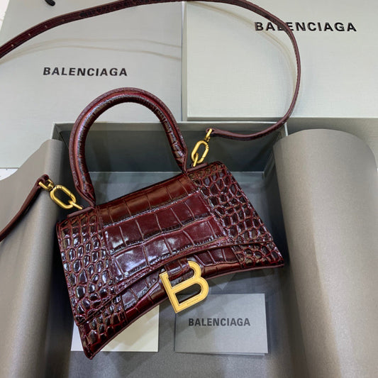 BLN-Ciaga Hourglass XS Handbag In Dark Red, For Women,  Bags 7.4in/19cm