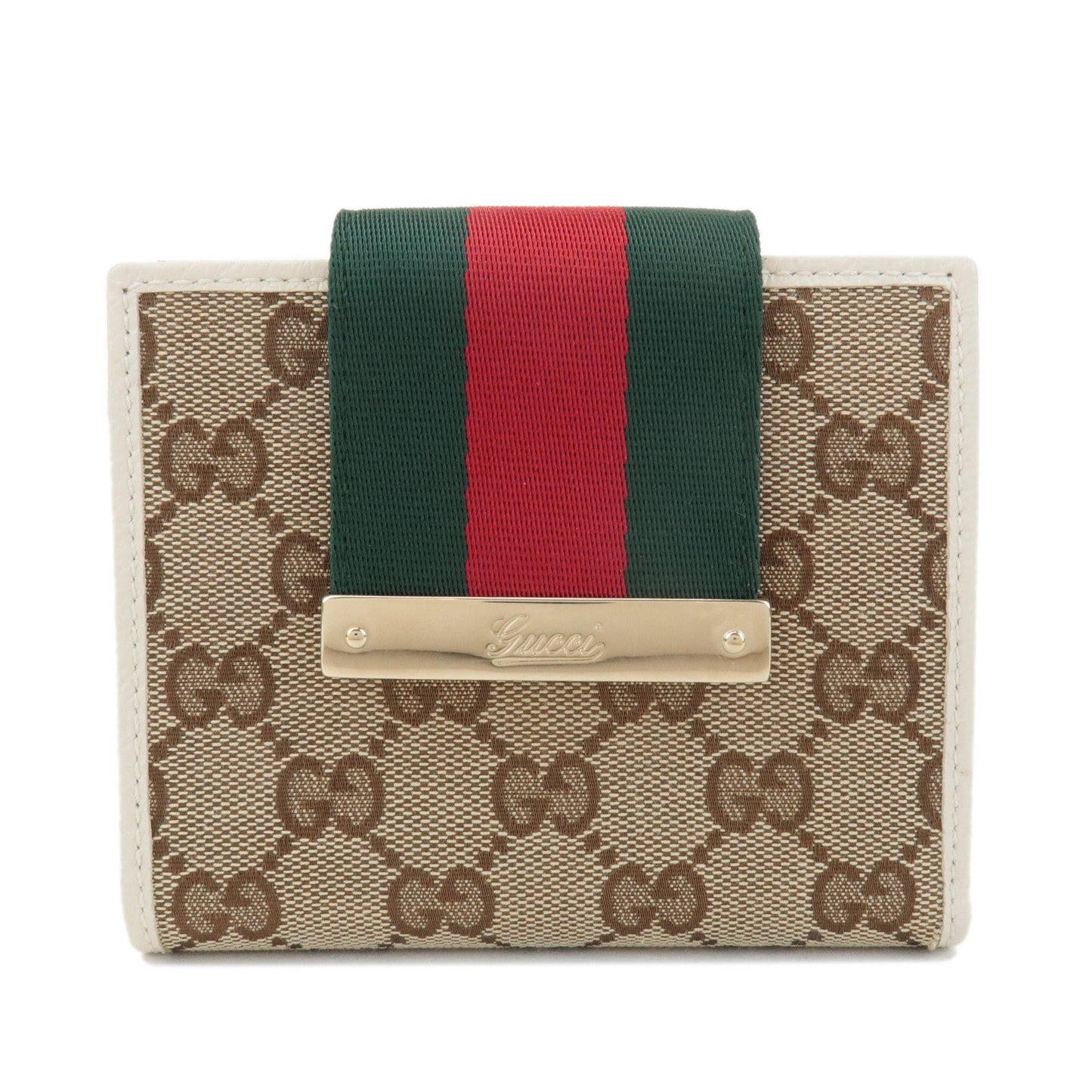 GUCCI Sherry GG Canvas Leather Bi-fold Wallet Beige Ivory 181669  d