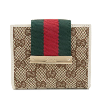 GUCCI Sherry GG Canvas Leather Bi-fold Wallet Beige Ivory 181669  d