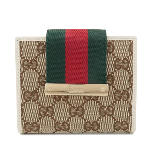 GUCCI Sherry GG Canvas Leather Bi-fold Wallet Beige Ivory 181669  d