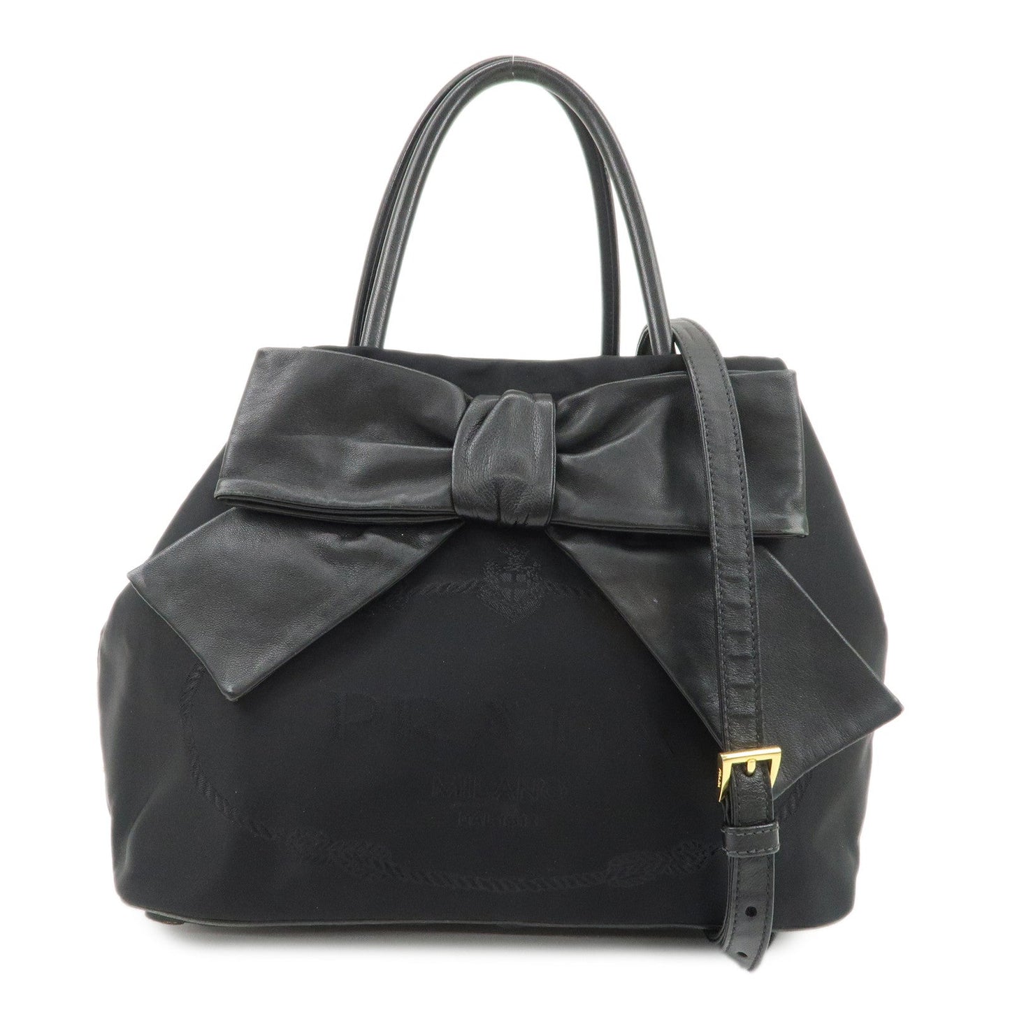 PRADA Nappa Leather Nylon Jacquard Ribbon 2Way Bag Hand Bag 1BG068  d