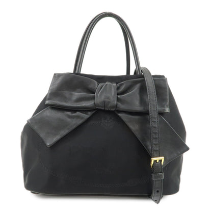 PRADA Nappa Leather Nylon Jacquard Ribbon 2Way Bag Hand Bag 1BG068  d