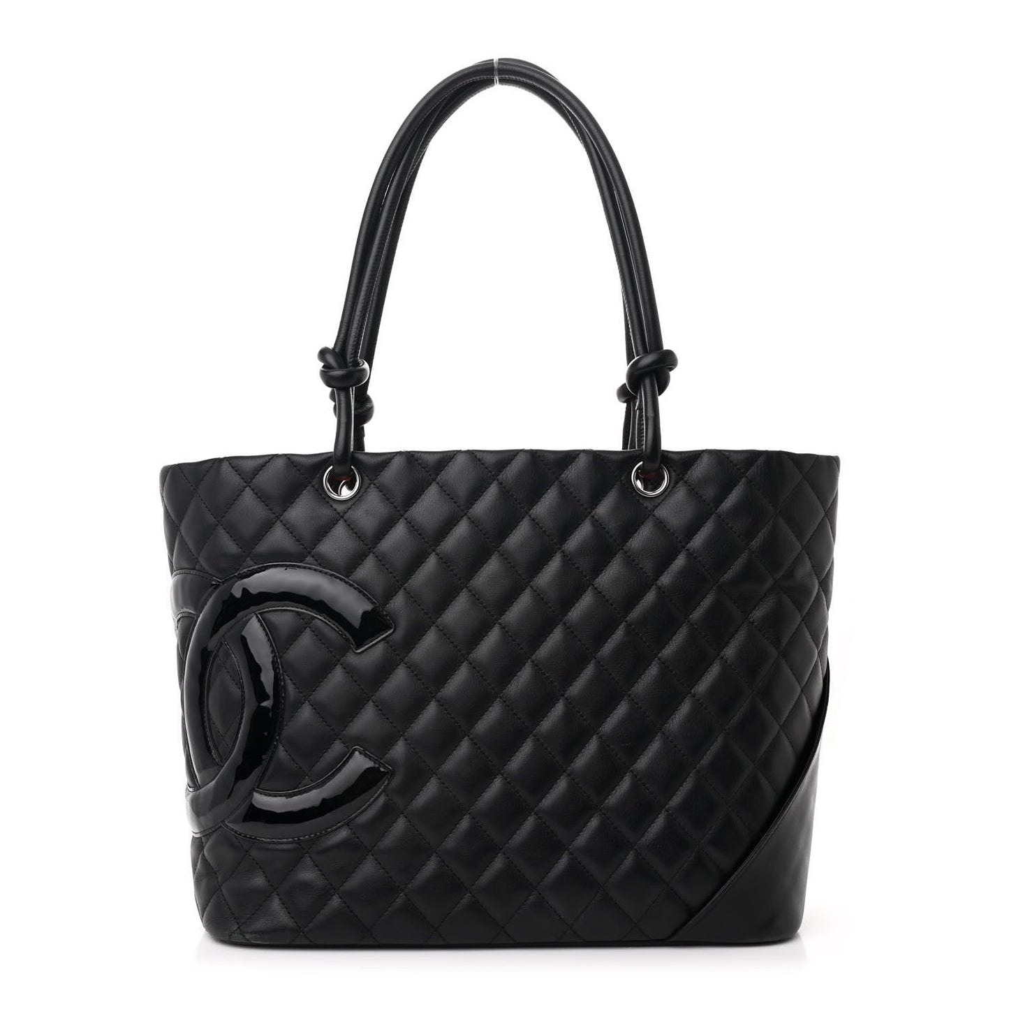 Amelia Calfskin Quilted Large Cambon Tote Black