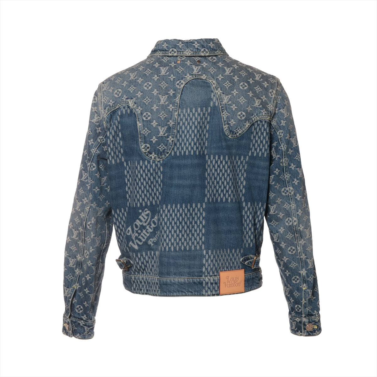 Louis Vuitton x NIGO Cotton Denim Jacket 46  Navy HJA10WUZC Giant Damier Waves Monogram