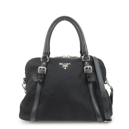 PRADA Nylon Leather 2Way Bag Hand Bag Shoulder Bag Black 1BB912