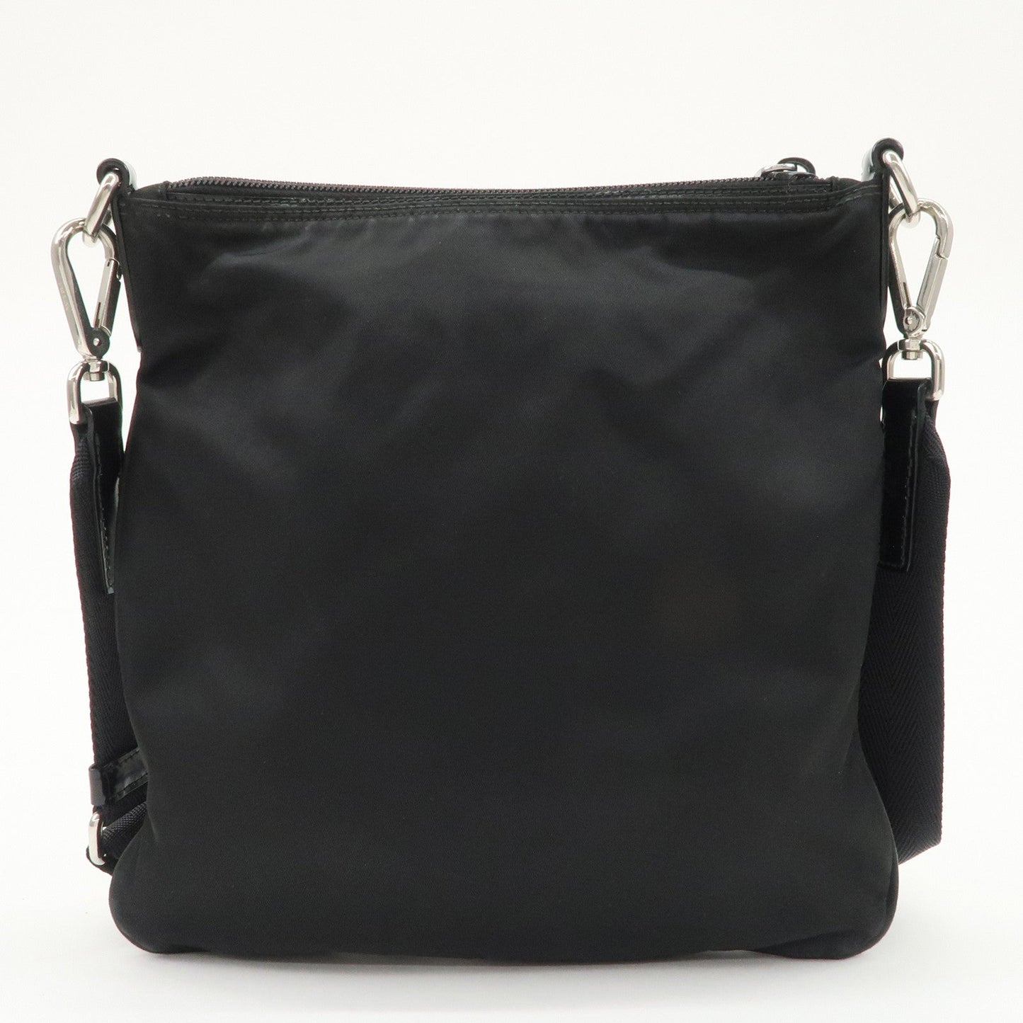 PRADA Triangle Logo Nylon Patent Leather Shoulder Bag Black  d
