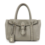 FENDI Seleria Leather Mini Linda Hand Bag Gray 8BR486