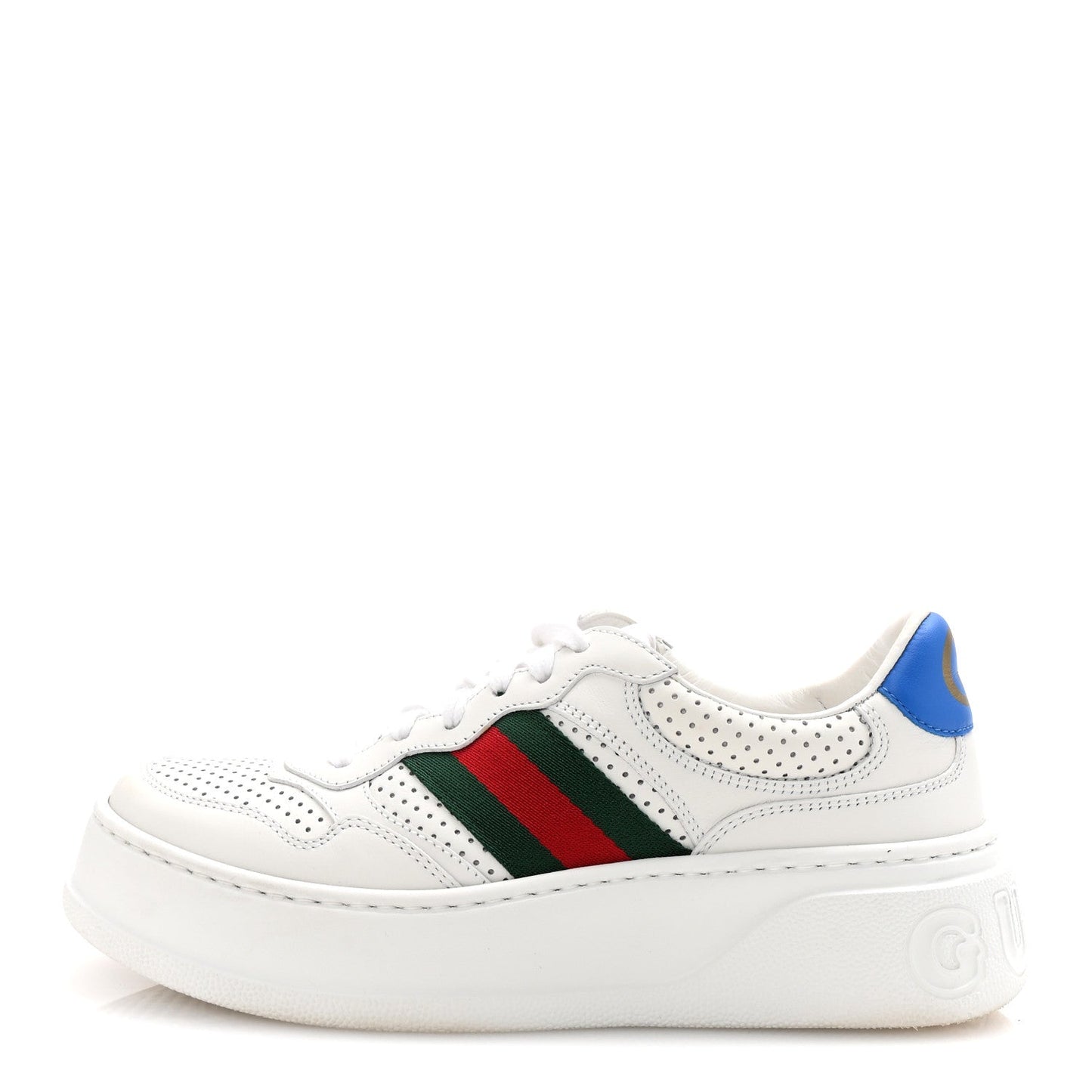 Amelia Calfskin Web Perforated Womens Platform 55mm Sneakers 36 White Bright Splash