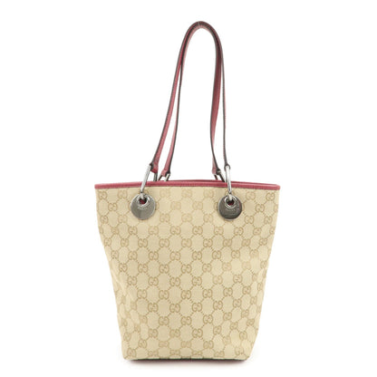 GUCCI GG Monogram Canvas Leather Tote Bag Hand Bag Beige 120840