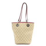 GUCCI GG Monogram Canvas Leather Tote Bag Hand Bag Beige 120840