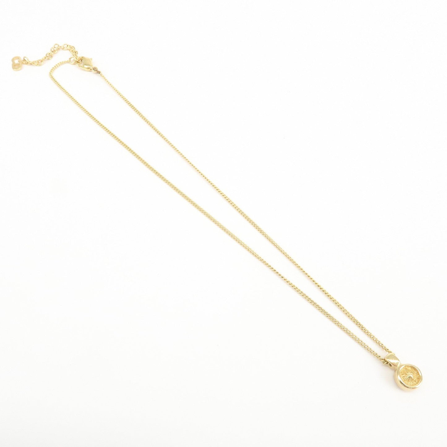 Christian Dior Logo Metal 1P Stone Necklace Choker Gold