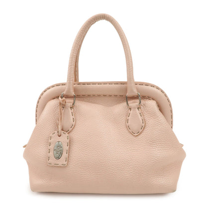 FENDI Selleria Leather Boston Bag Hand Bag Pink 8BN127  d