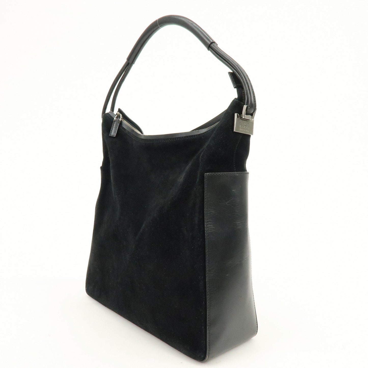 GUCCI Suede Leather Shoulder Bag Hand Bag Black 001?3770?0021222
