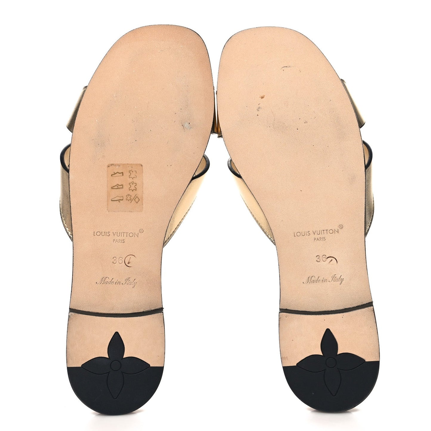 Louis Vuitton Metallic Calfskin LV Isola Flat Sandals Gold
