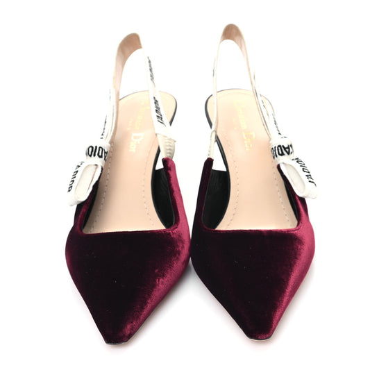 Christian Dior Velvet Ribbon J'Adior Slingback 65mm Pumps 39 Deep Amaranth
