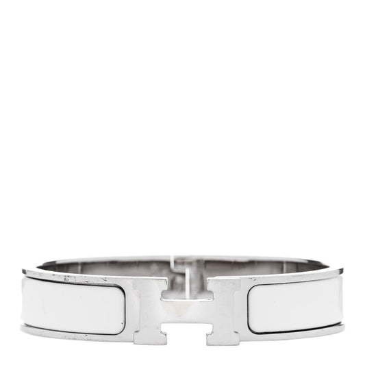 Amelia Enamel Narrow Clic Clac H Bracelet PM White