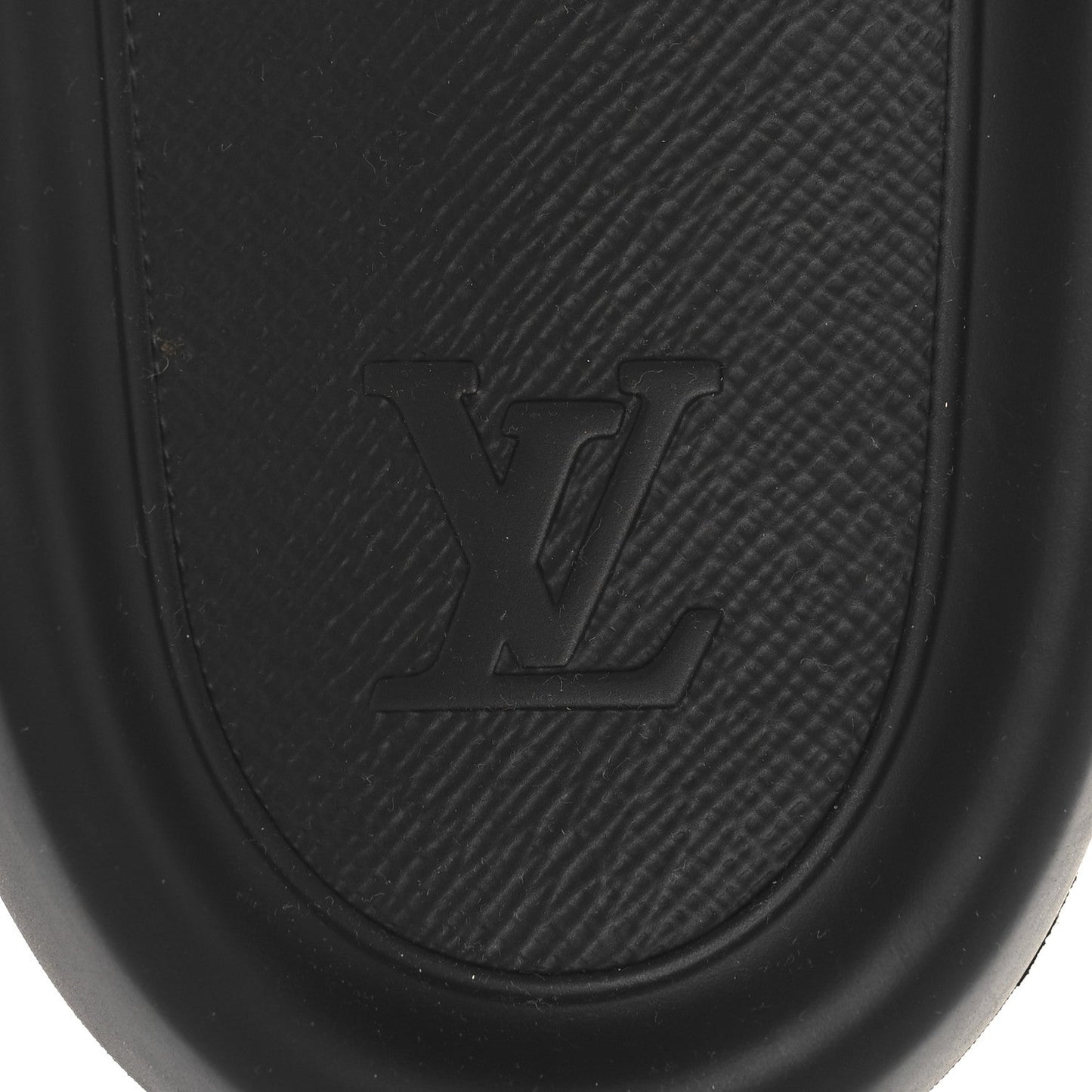 Louis Vuitton Rubber Embossed Monogram Mens Waterfront Mules Black