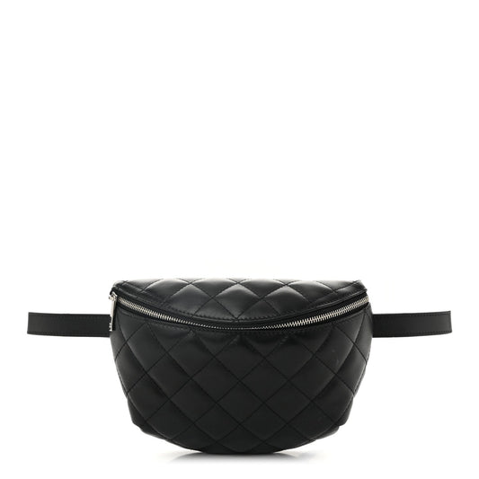 Amelia Calfskin Quilted Waist Belt Bag Black
