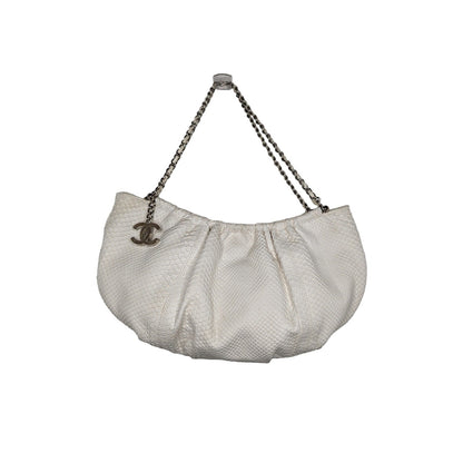 Chanel   White Python CC Chain Hobo Bag