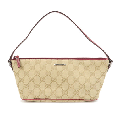 GUCCI Boat Bag Logo GG Monogram Canvas Hand Bag Beige Pink 07198