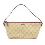 GUCCI Boat Bag Logo GG Monogram Canvas Hand Bag Beige Pink 07198