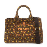 PRADA Canapa Canvas 2Way Bag Hand Bag Shoulder Bag Brown Orange