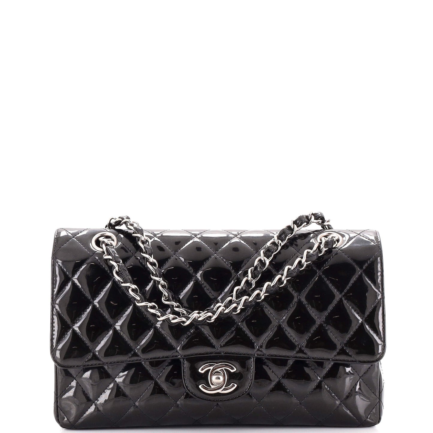 CHANEL   Classic Double Flap Bag Quilted Glitter Patent Medium