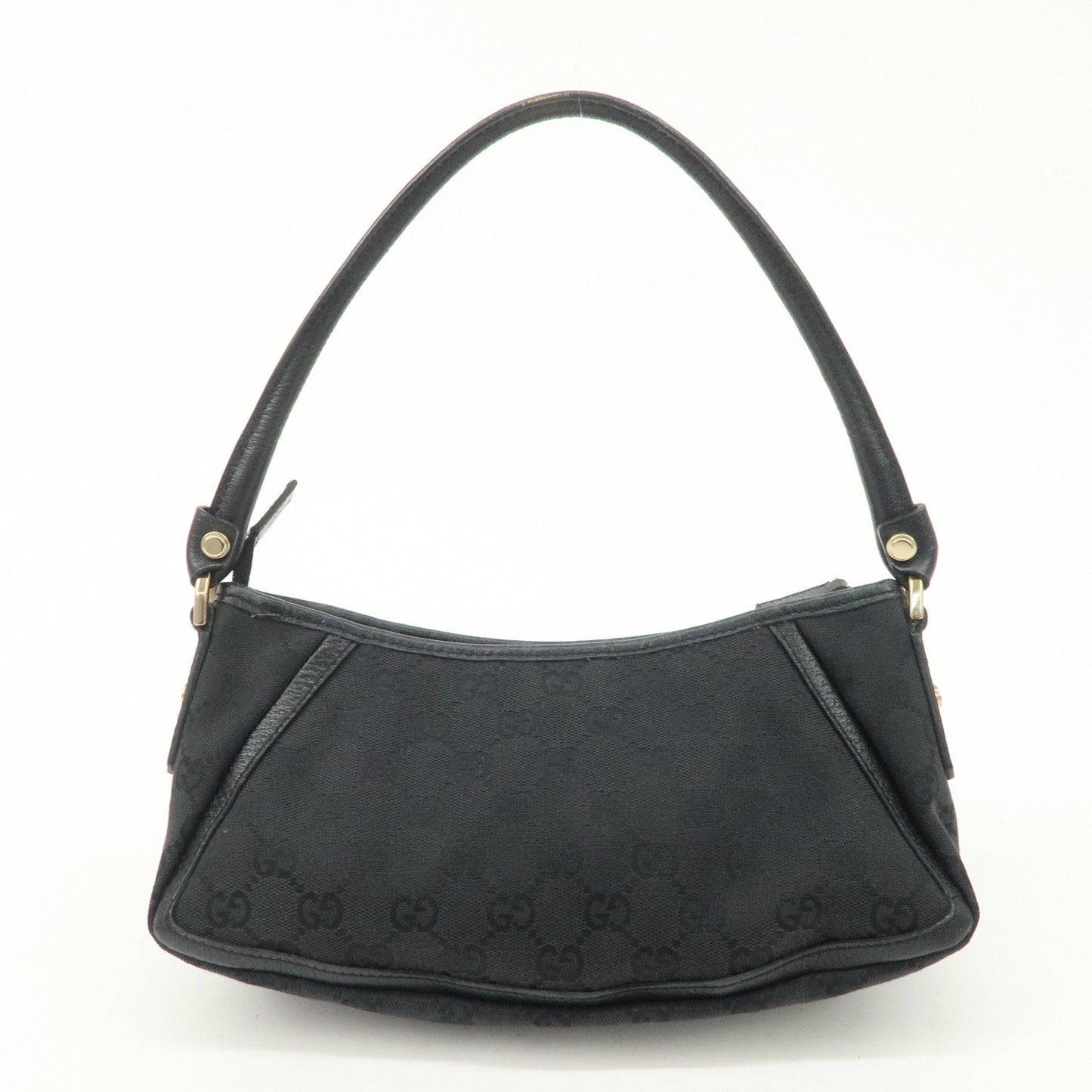 GUCCI Abbey GG Canvas Leather One Shoulder Bag Black Gold Hardware 130939  d