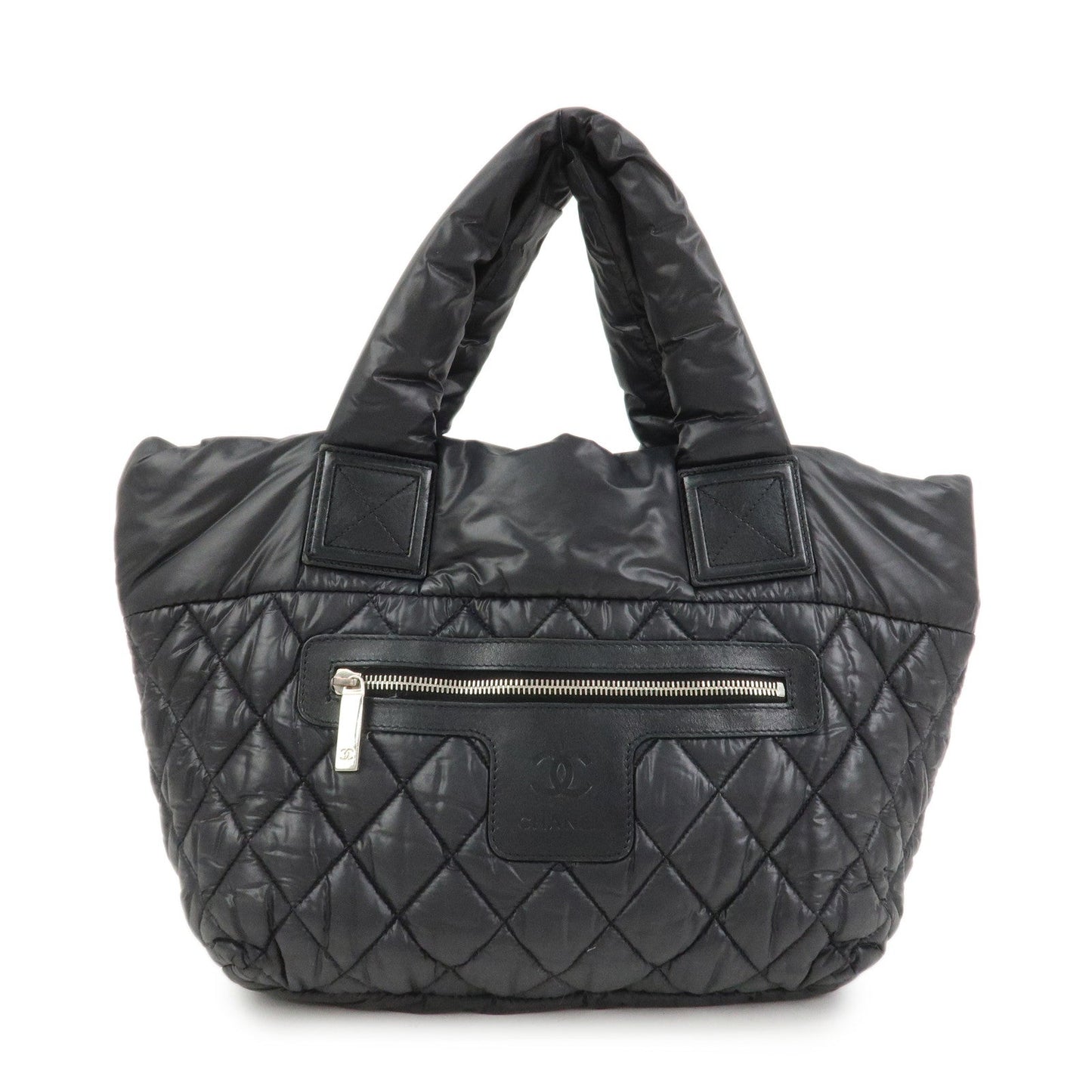 CHANEL COCO Cocoon PM Nylon Calf Leather Tote Bag Black A48610