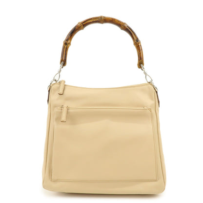 GUCCI Bamboo Leather Shoulder Bag Hand Bag Beige 000?3509?002122