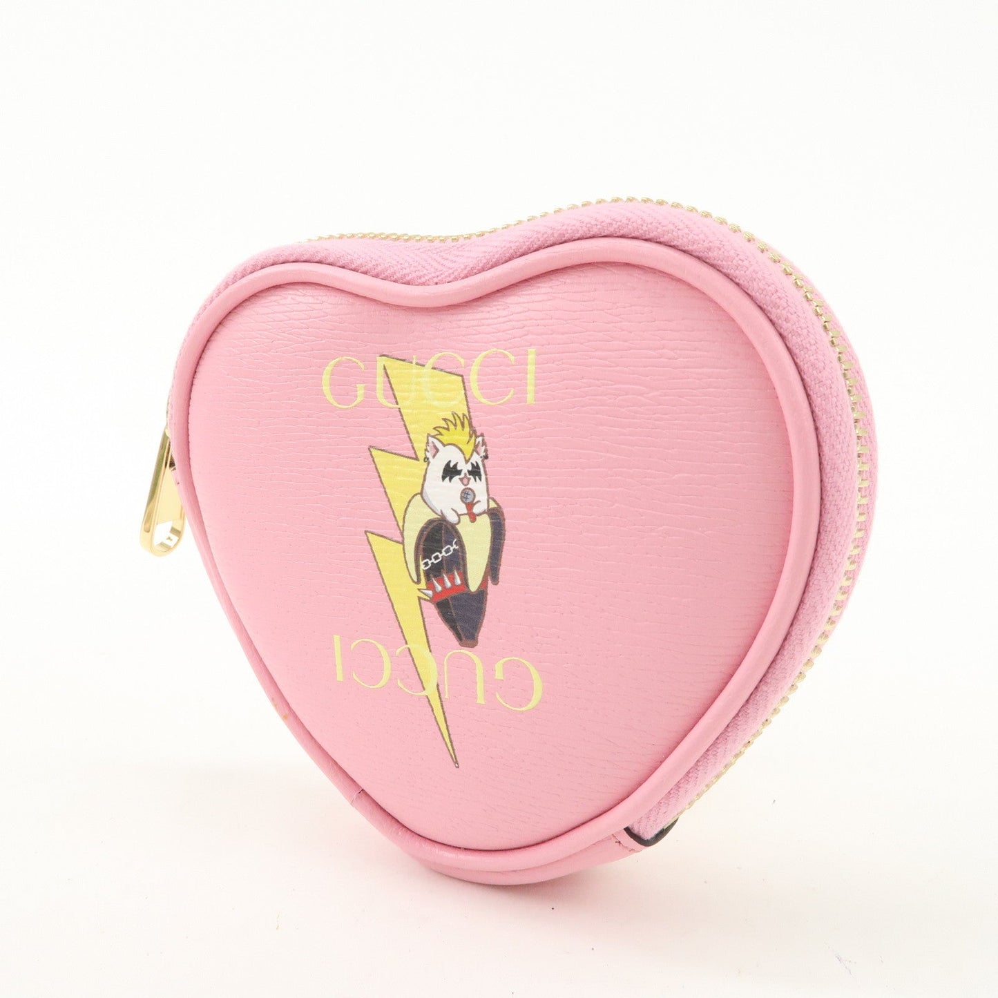 GUCCI Bananya Collaboration Leather Heart Coin Case Pink 701062  d