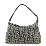 Christian Dior Trotter Jacquard Leather Shoulder Bag Black