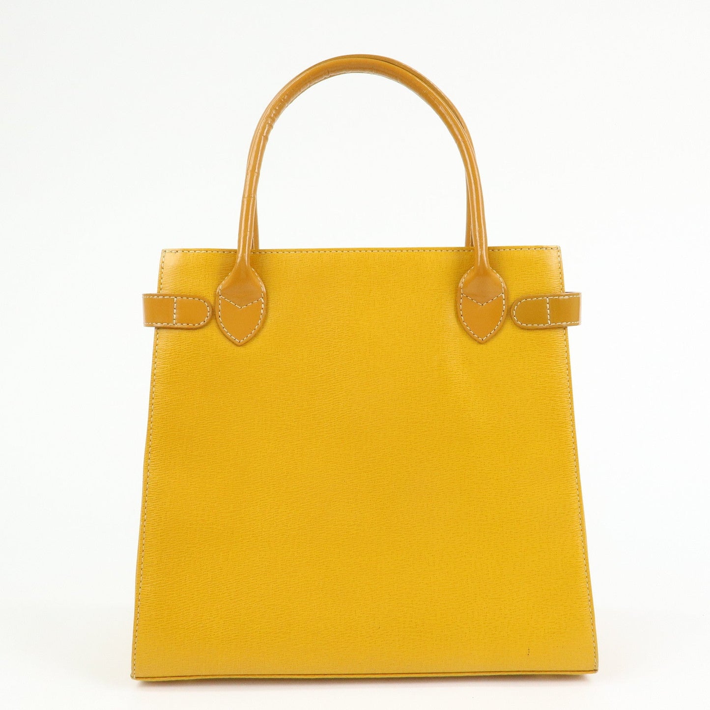 BURBERRY Logo Leather Tote Bag Hand Bag Yellow