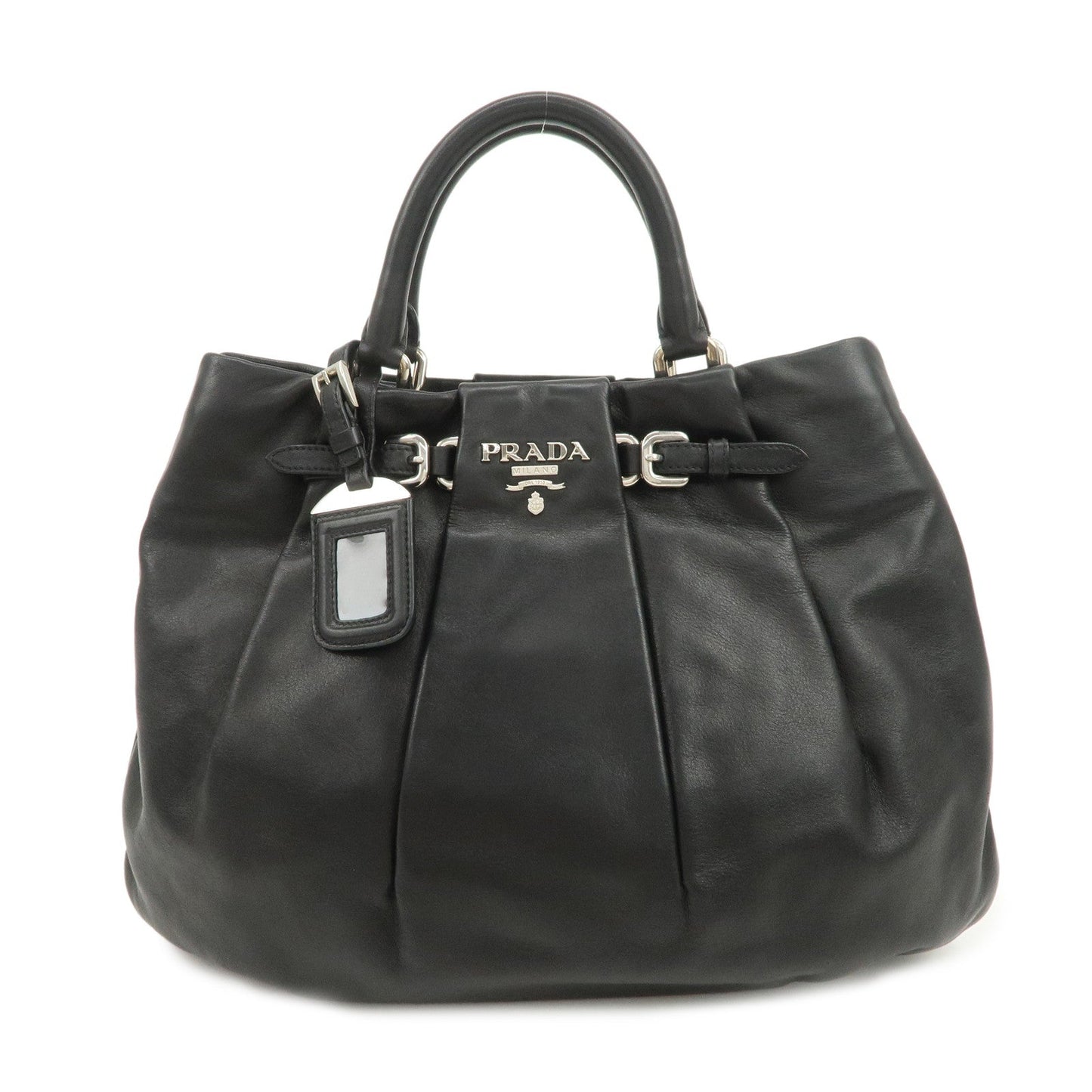 PRADA Soft Calf Leather 2Way Shoulder Bag Hand Bag Black BN1200
