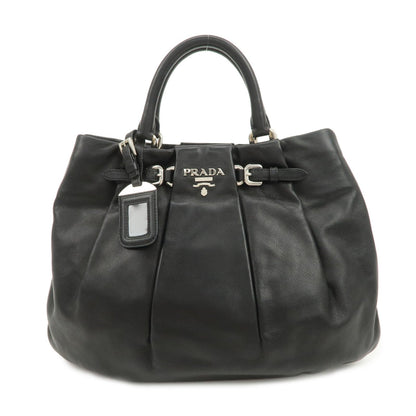 PRADA Soft Calf Leather 2Way Shoulder Bag Hand Bag Black BN1200