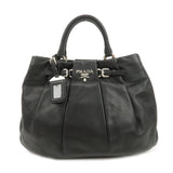 PRADA Soft Calf Leather 2Way Shoulder Bag Hand Bag Black BN1200