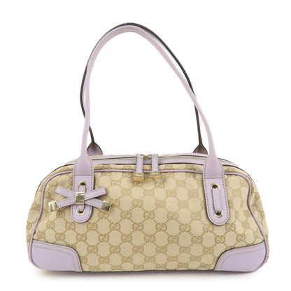 GUCCI Princy GG Canvas Leather Boston Bag Hand Bag Beige 161720