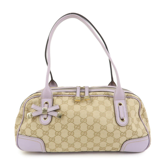 GUCCI Princy GG Canvas Leather Boston Bag Hand Bag Beige 161720