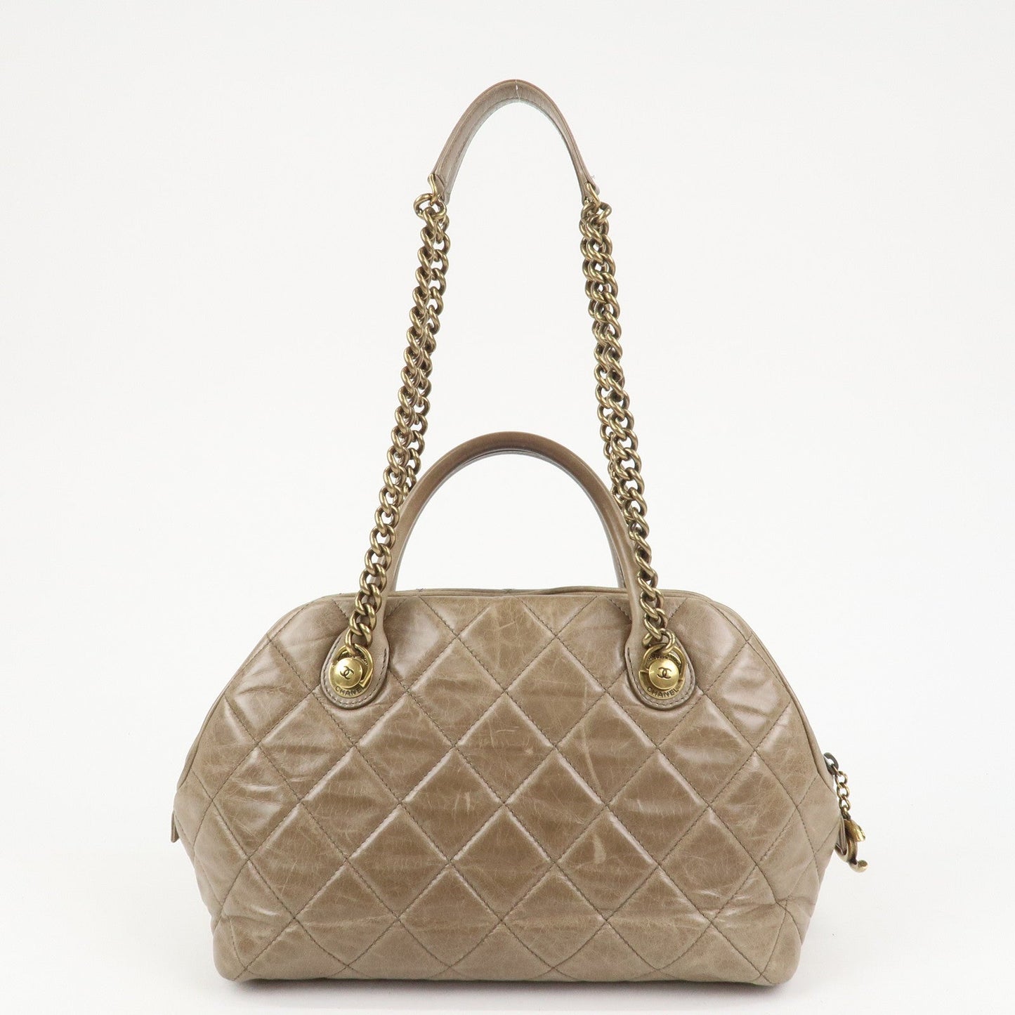 CHANEL Matelasse Leather 2Way Hand Bag Tote Bag Shoulder Bag Brown