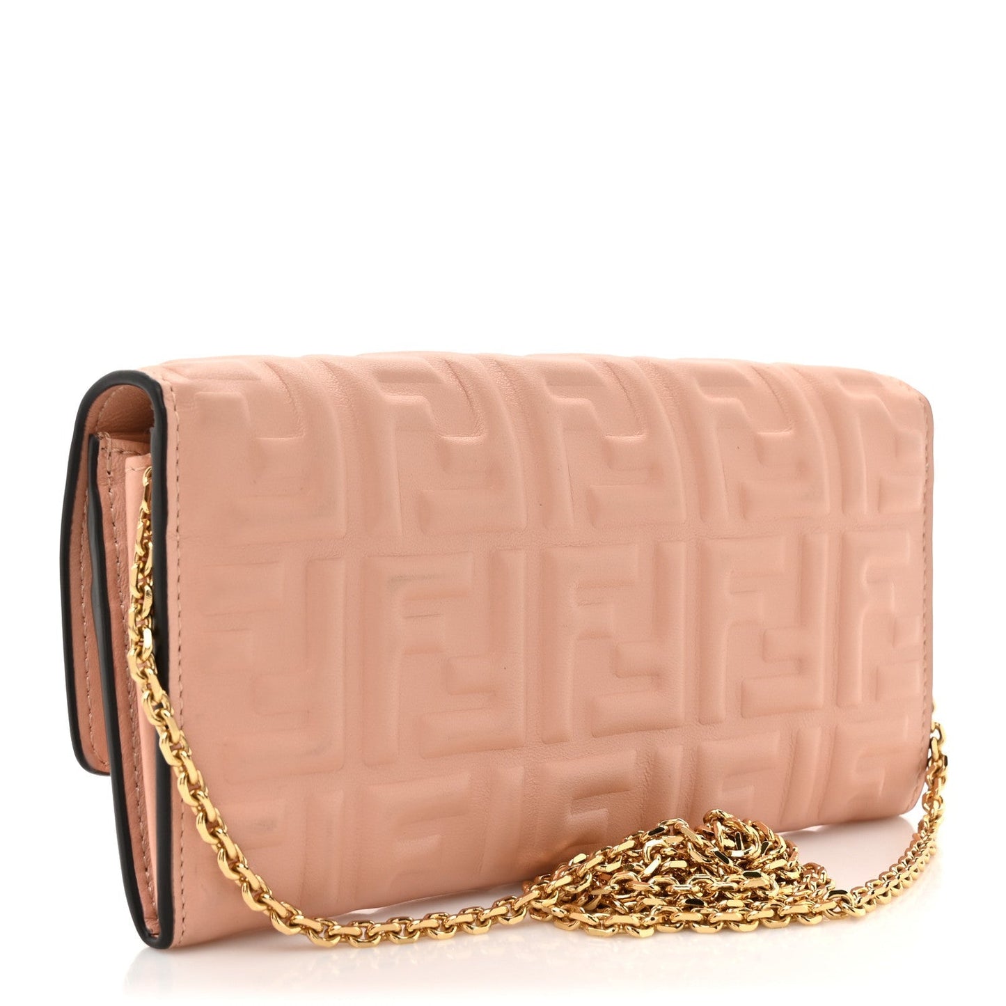Amelia Nappa Matisse FF Embossed Continental Wallet On Chain Baby Pink