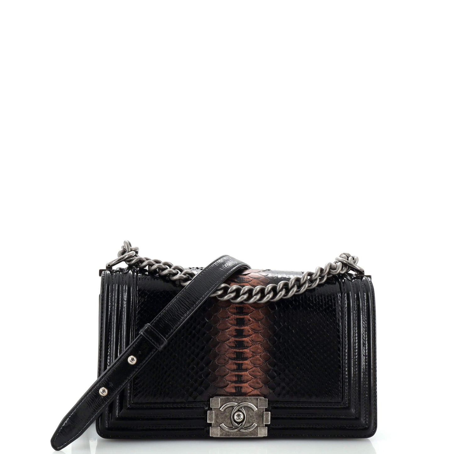 CHANEL Boy Flap Bag Python Old Medium