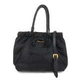 PRADA Logo Nylon Leather 2Way Bag Shoulder Bag Hand Bag Black BN1970  d